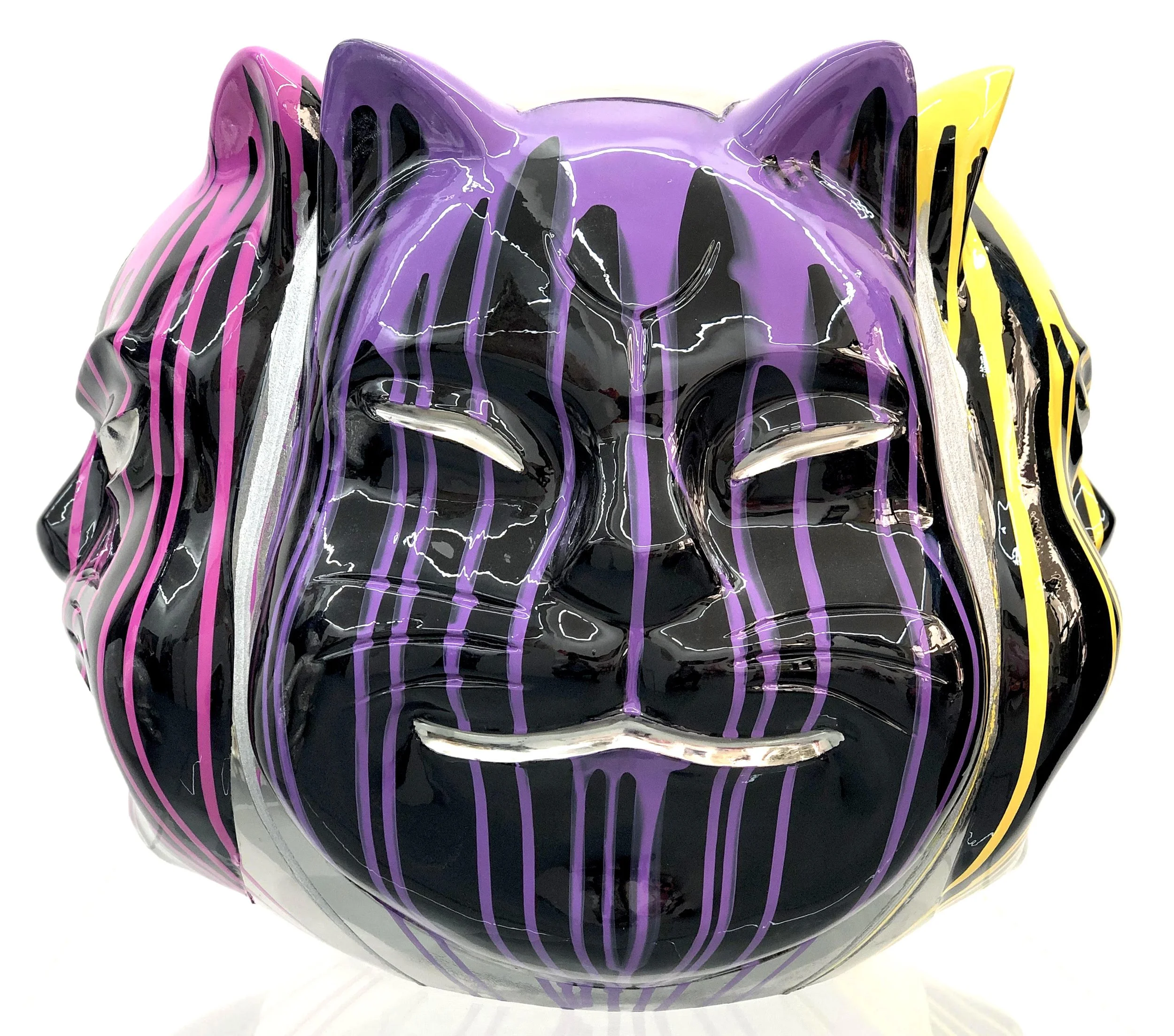 Onmyodo: Black Codex of Samuraicat — Drips of Yellow, Orange, Rose & Violet Harmony