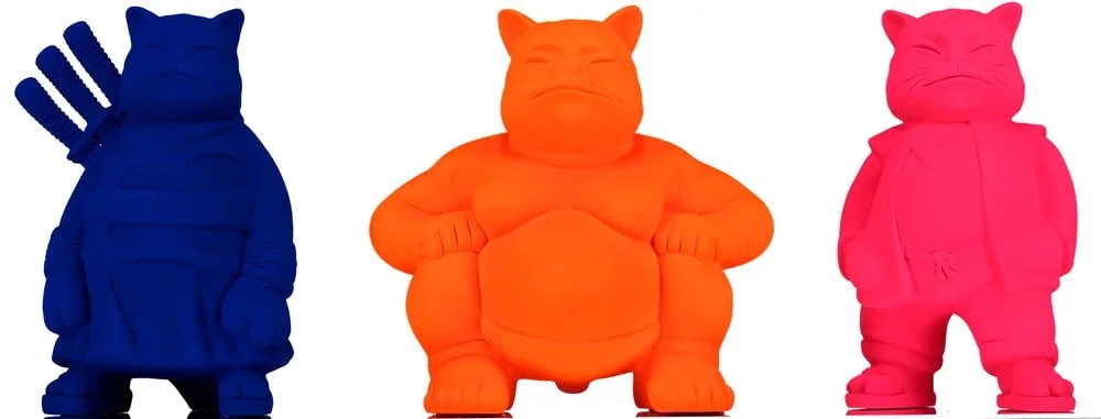 Trilogy Samuraicat Blu, Sumocat Orange, Urbancat Pink : Feline Odyssey