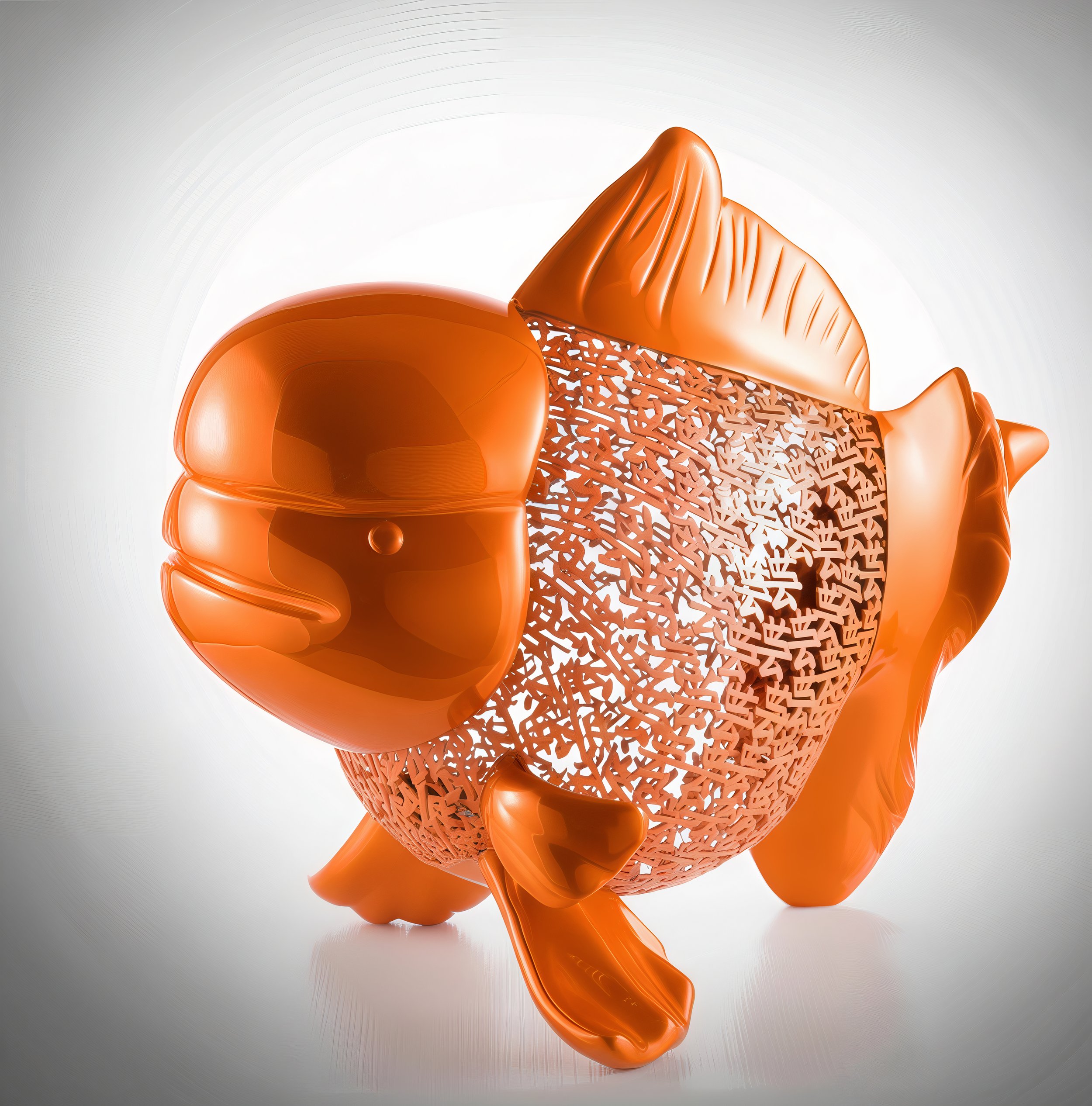 Petite Nishikigoi Elegance in Metal Orange: Mizu no Kasai Whispers