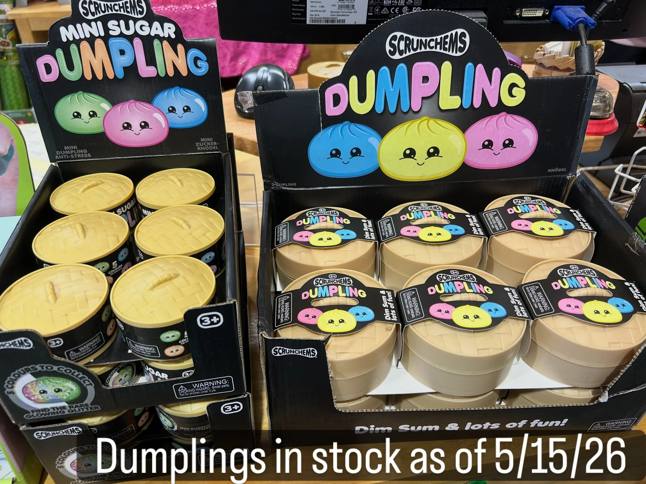 Dumplings in stock today, Friday 5/15/26. 🥟♨️☔️🌈
Limits on purchase quantities. 

#rainbowtoys #squish #dumplingsquishy #shopsmall