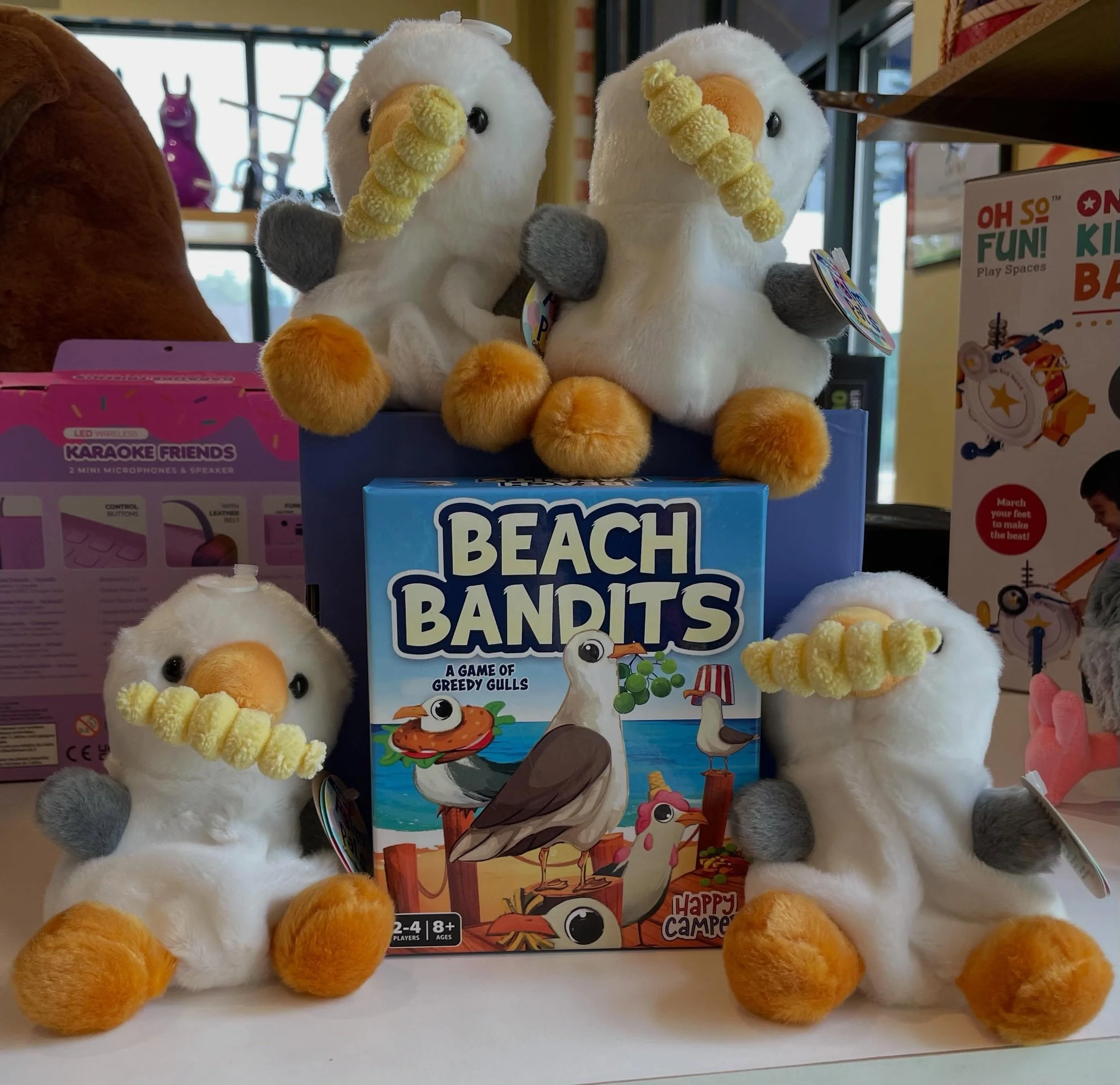 Dreaming of the beach on this rainy day? Us too! Don&rsquo;t worry, @happycampergames has the perfect solution. Play this fun filled game featuring everyone&rsquo;s favorite beach creature. Plus @palmpals.official has the perfect mascot.
.
.
#shoploc