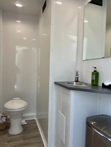 Interior of luxury restroom rental