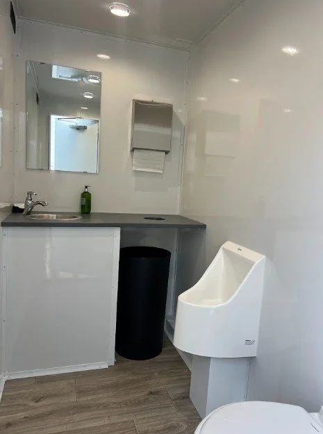Interior of luxury restroom rental