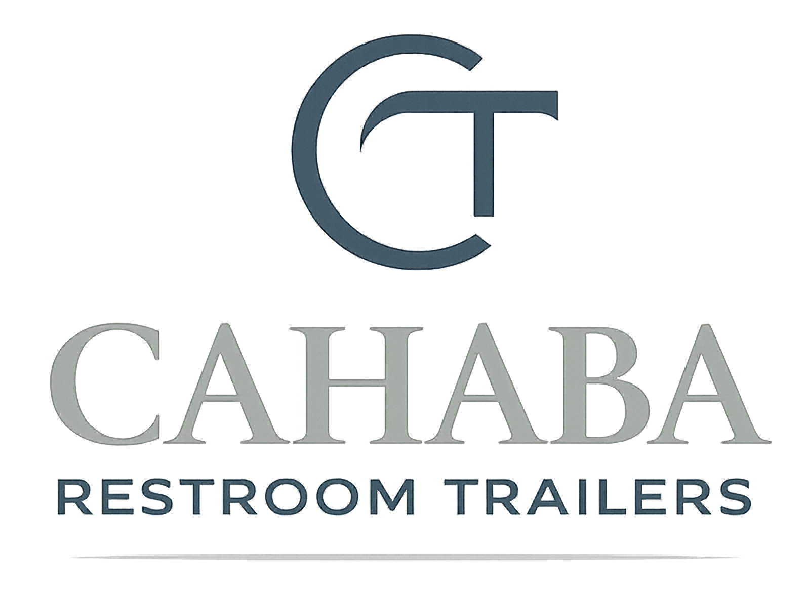 Logo for Cahaba Restroom Trailers featuring a large 3D letter 'C' with the text 'CAHABA' beneath it, and 'RESTROOM TRAILERS' in smaller font below.