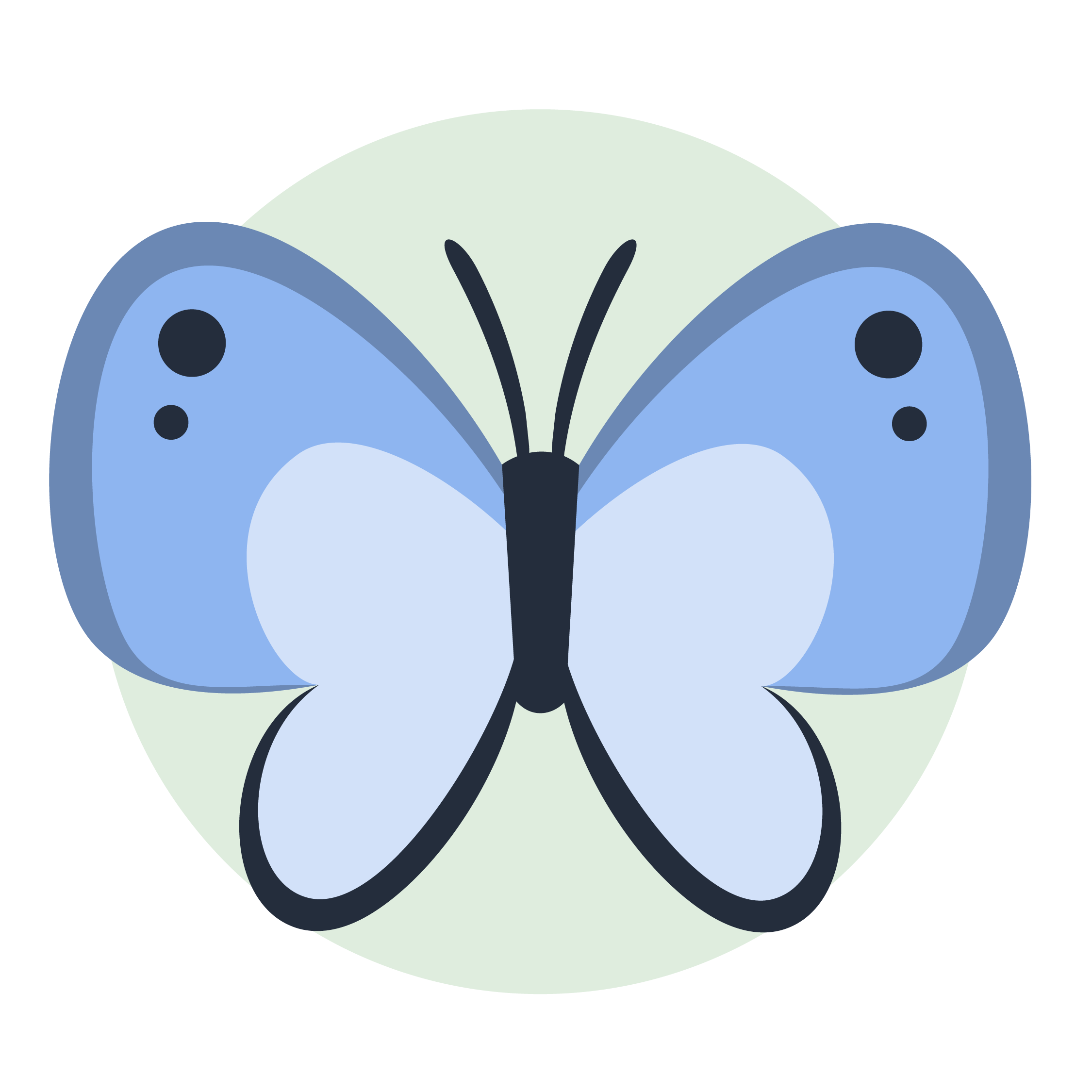 Illustration of a symmetrical blue butterfly for Holly Blue Psychotherapy Group.