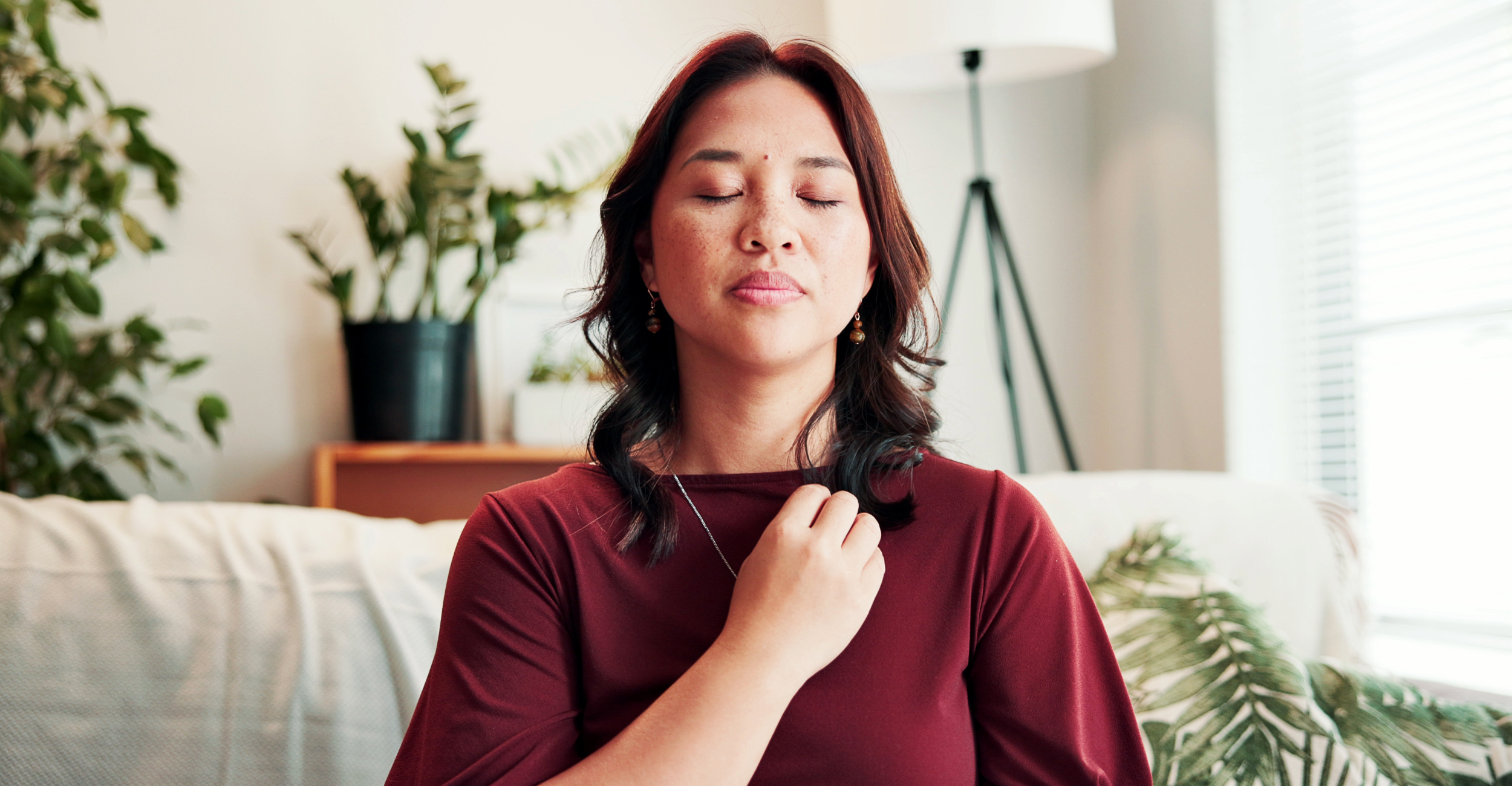 a person with their eyes closed practicing gorilla tapping