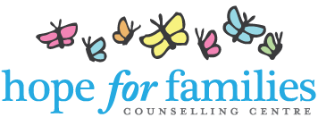 Hope for Families Counselling Centre Logo with colourful butterflies.