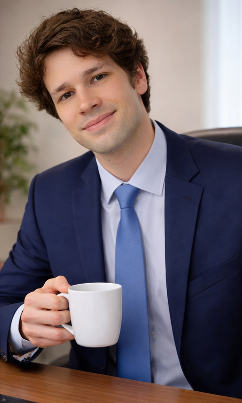 Ian Fincher having coffee