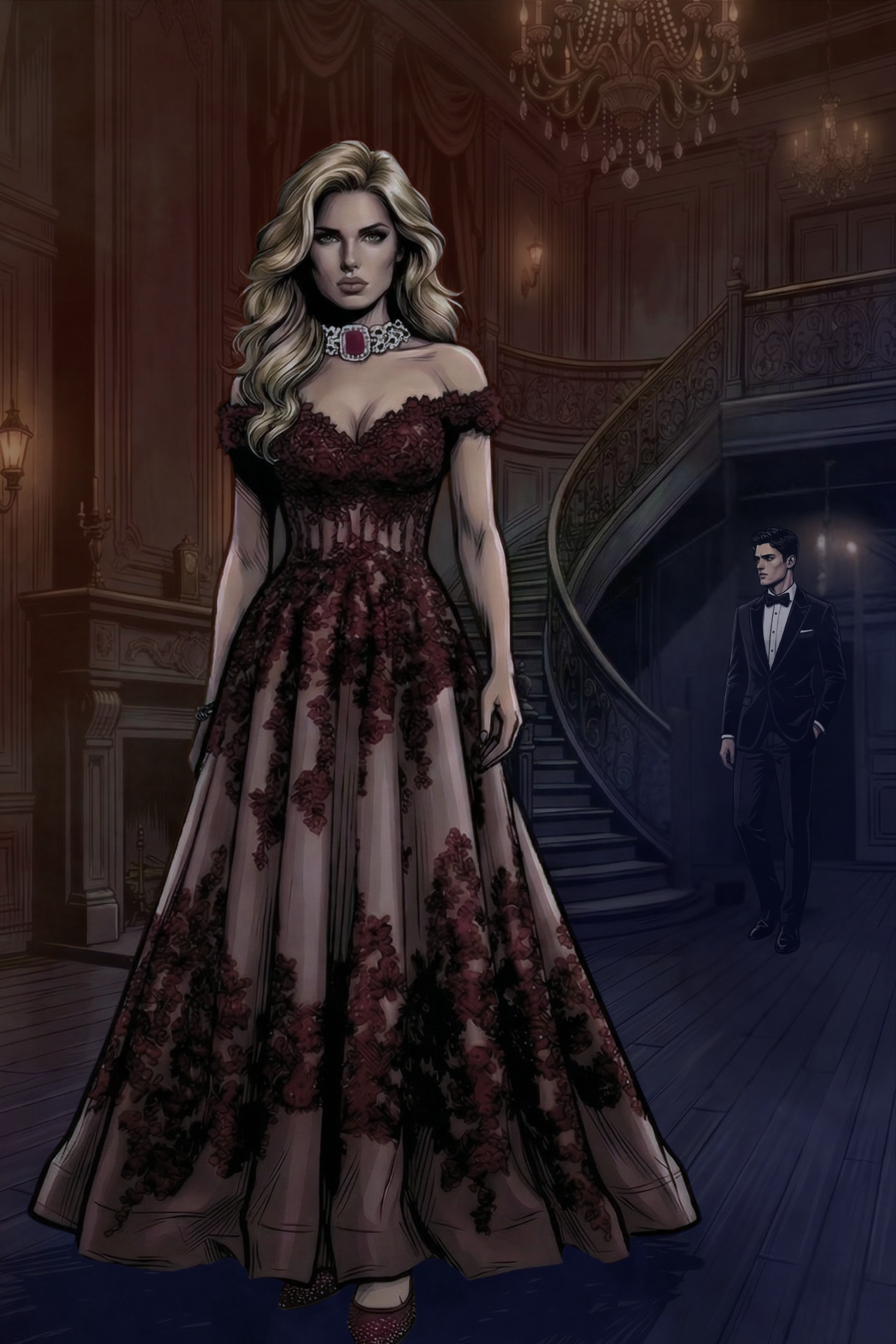 “Getting you out of this dress,” Cain muttered against my mouth, “would definitely lighten the mood.”
 
“That would absolutely lighten the mood,” I whispered back, breathless.
 
And then—
 
 “You know we can hear you, right?” Ren’s voice cut in throu