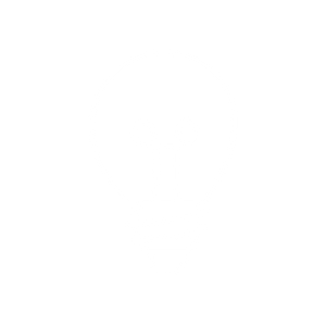 A white line drawing of a lightbulb on a black background