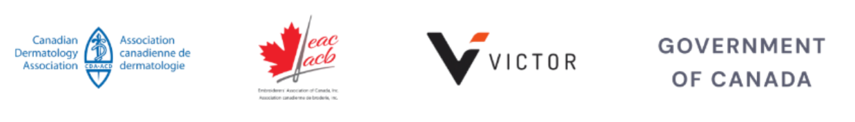 Canadian government political campaign logo with blue, red, and black text and graphics, including a maple leaf, the Canadian parliament building, and a stylized 'V'.