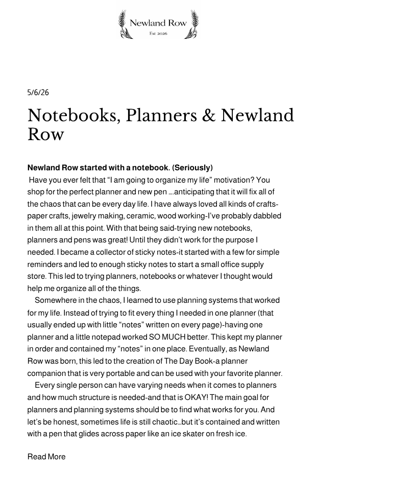 Notebooks, Planners &amp; Newland Row