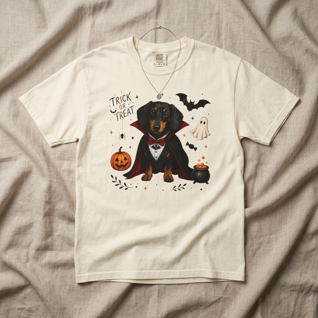 Dachshund Vampire Halloween T-Shirt | Trick or Treat Dog Tee