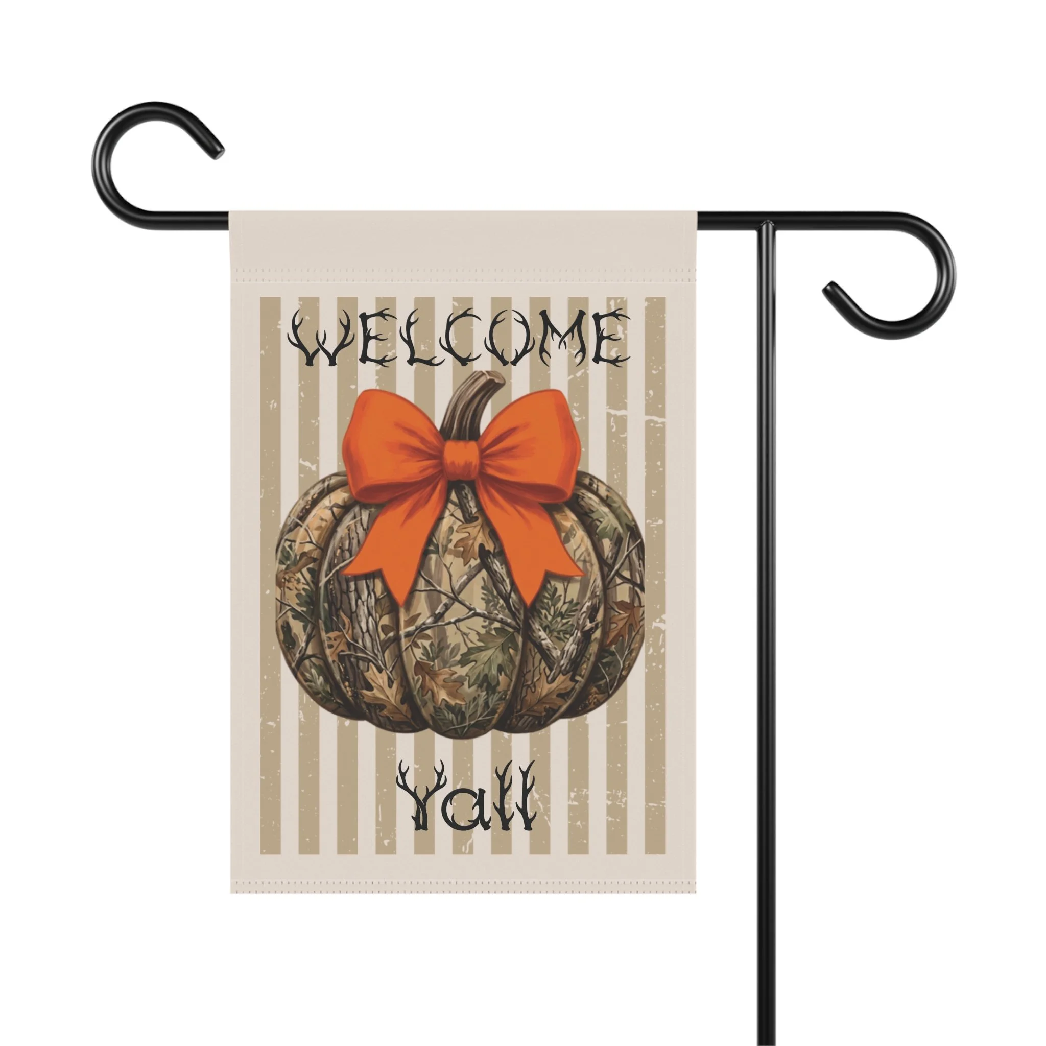 camo pumpkin welcome garden flag