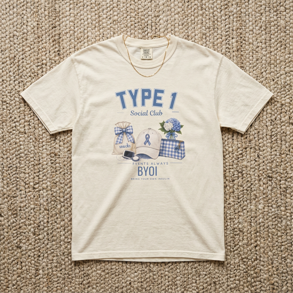 Type 1 Social Club graphic T-shirt | Diabetes Awareness | Vintage Style Tee