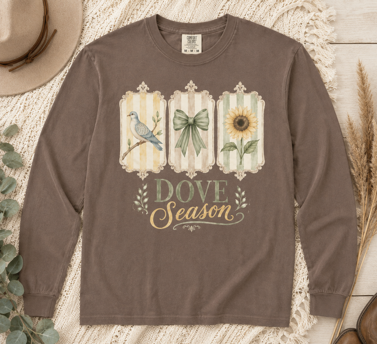 Dove Hunting Sunflower Long Sleeve T Shirt | Dove Season | Fall Bird Hunting
