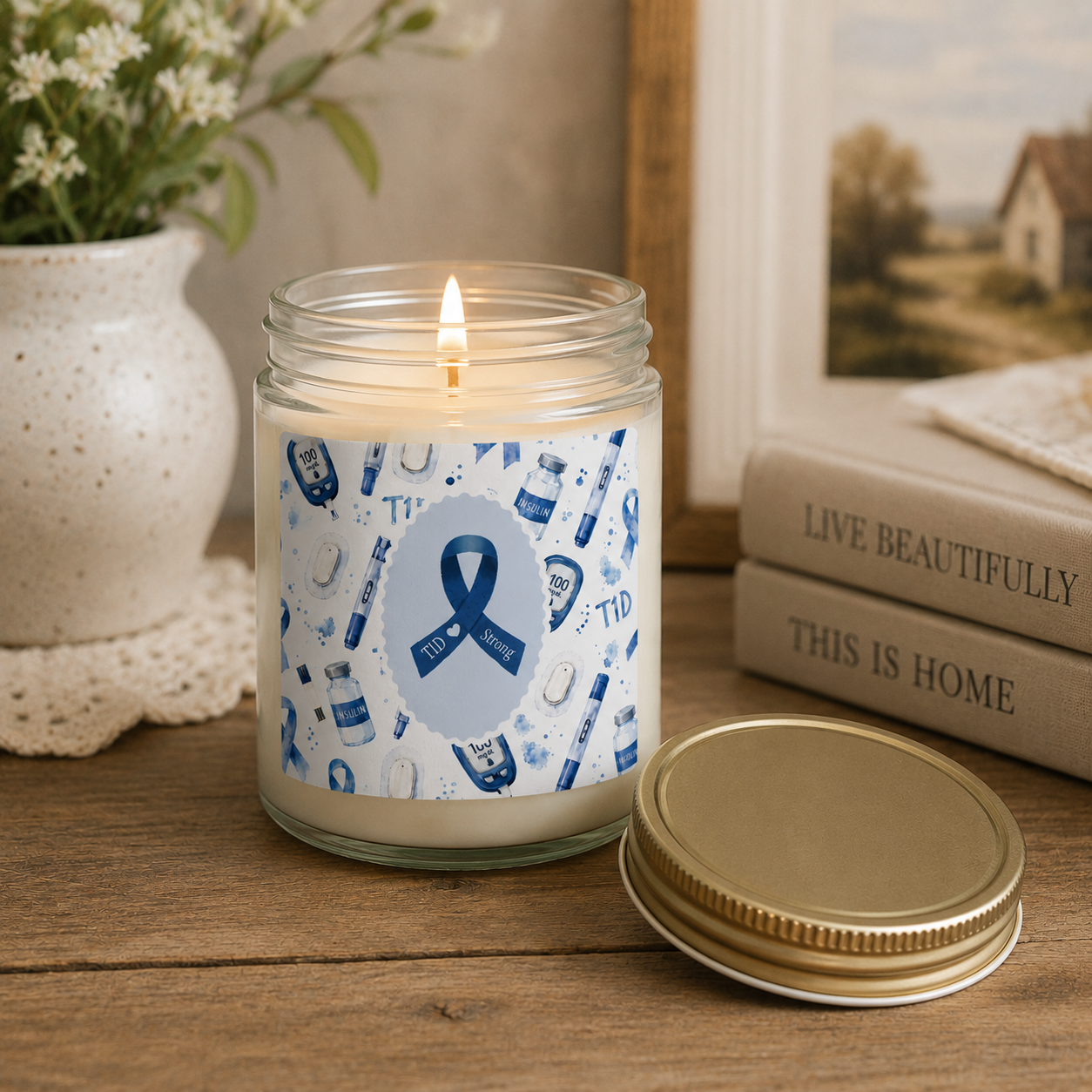 Type 1 Diabetes Awareness Glass Jar Candle