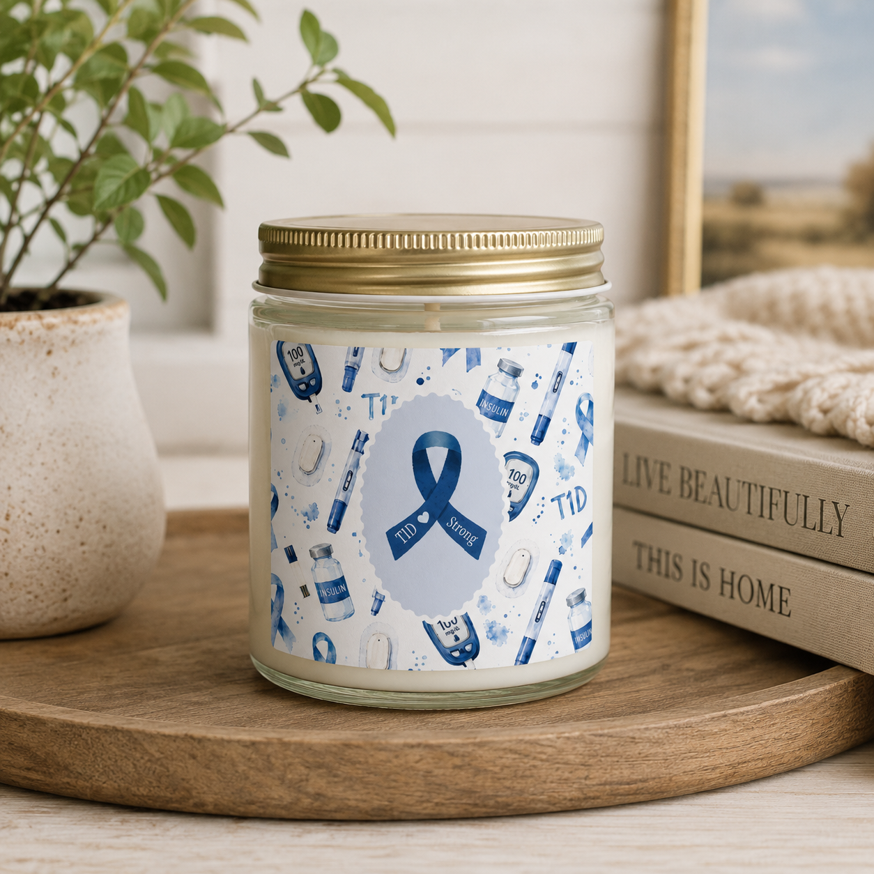 Type 1 Diabetes Awareness Glass Jar Candle