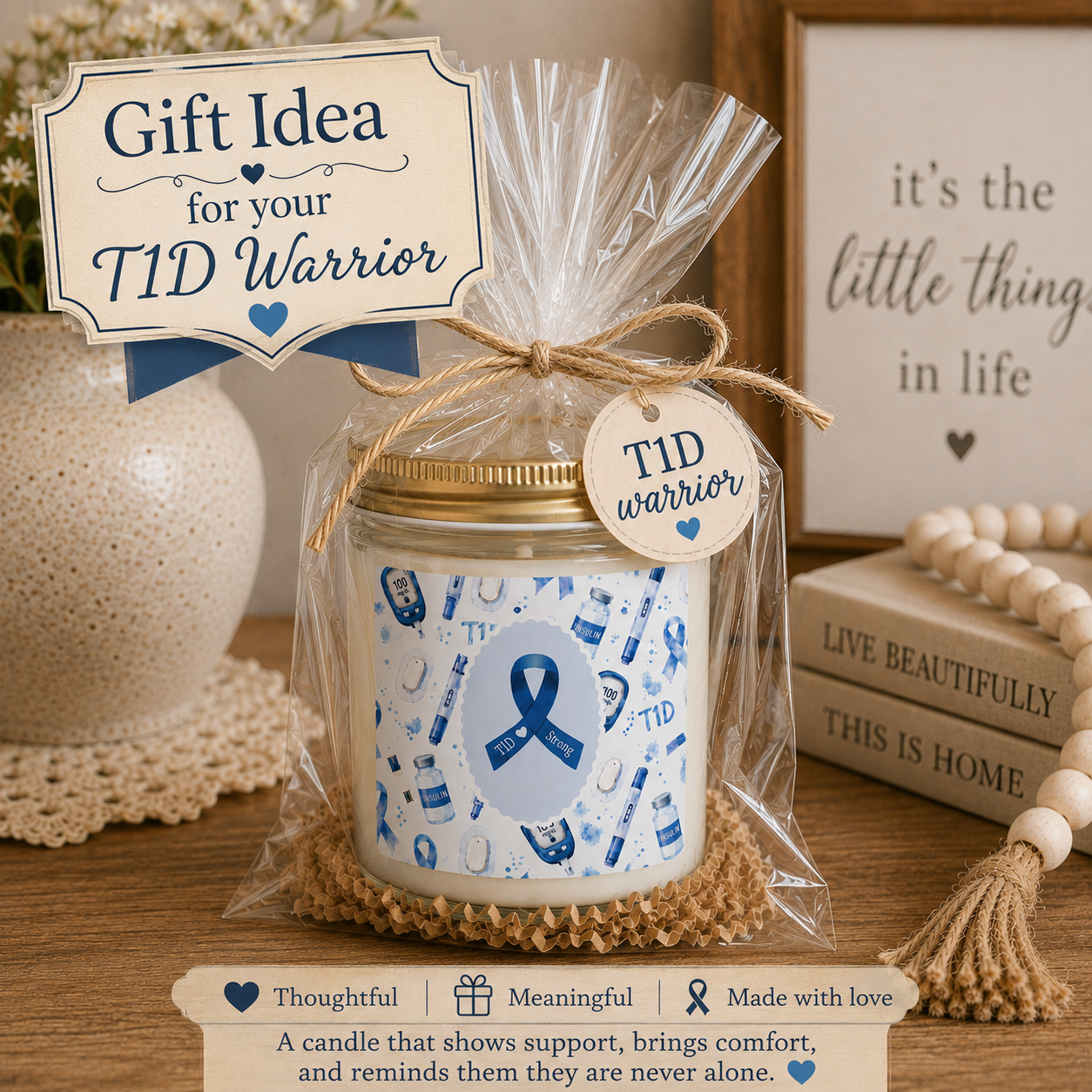 Type 1 Diabetes Awareness Glass Jar Candle