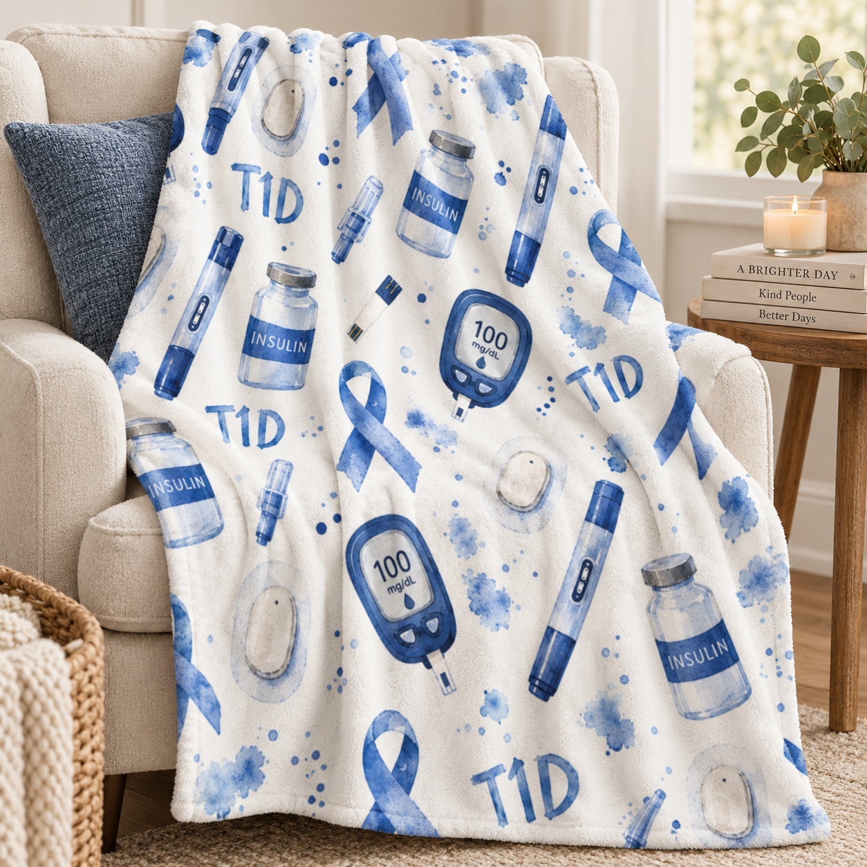 Type 1 Diabetes Awareness Throw Blanket