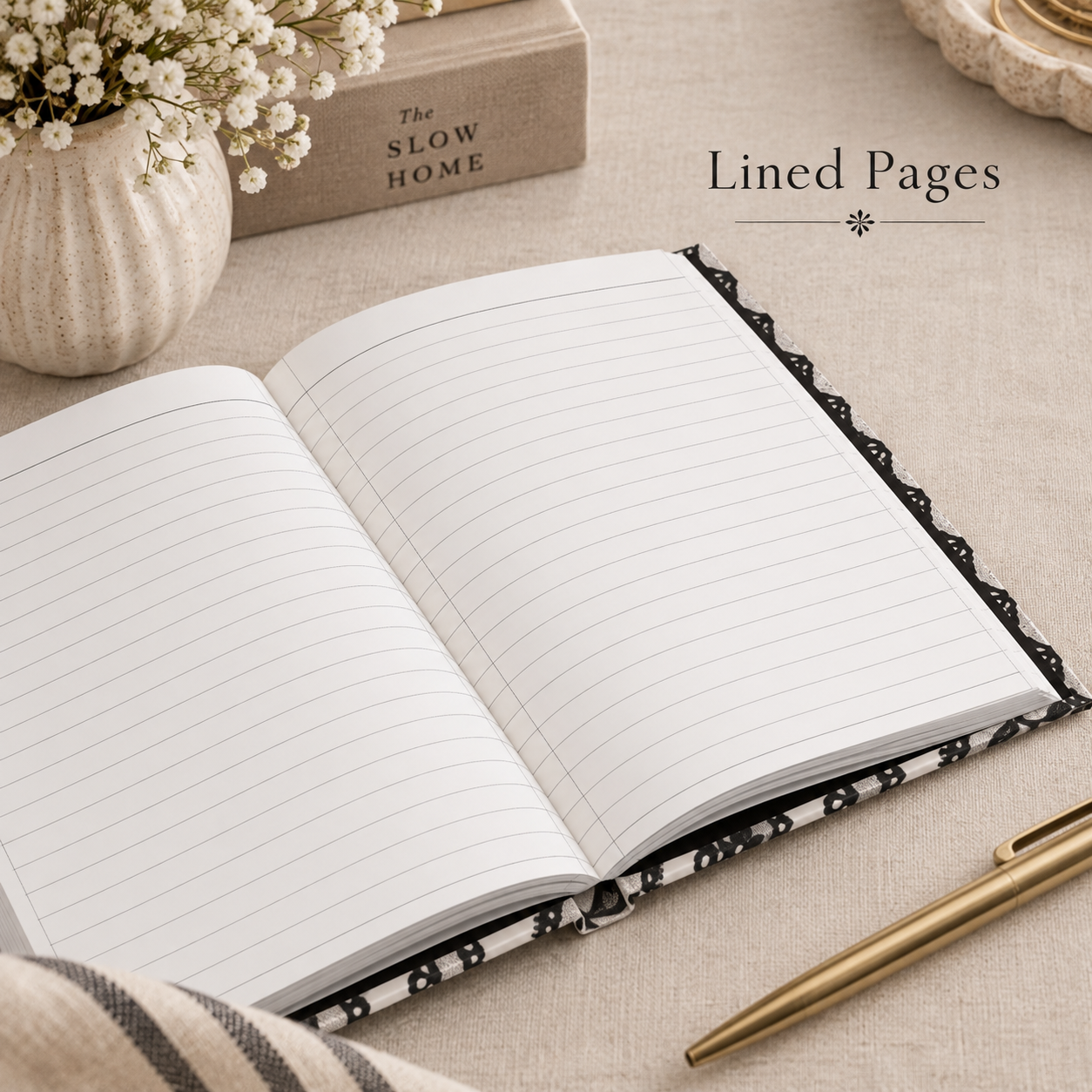 Black Lace Stripes Hardcover Journal