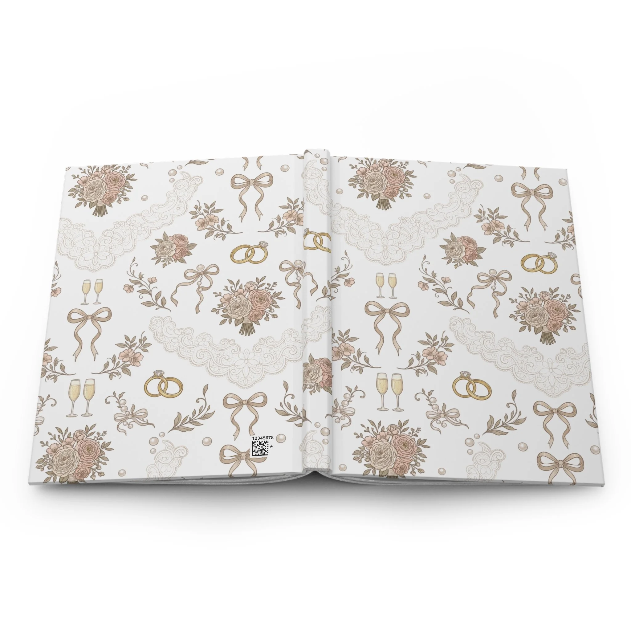 Vintage Floral Wedding Pattern Hardcover Journal