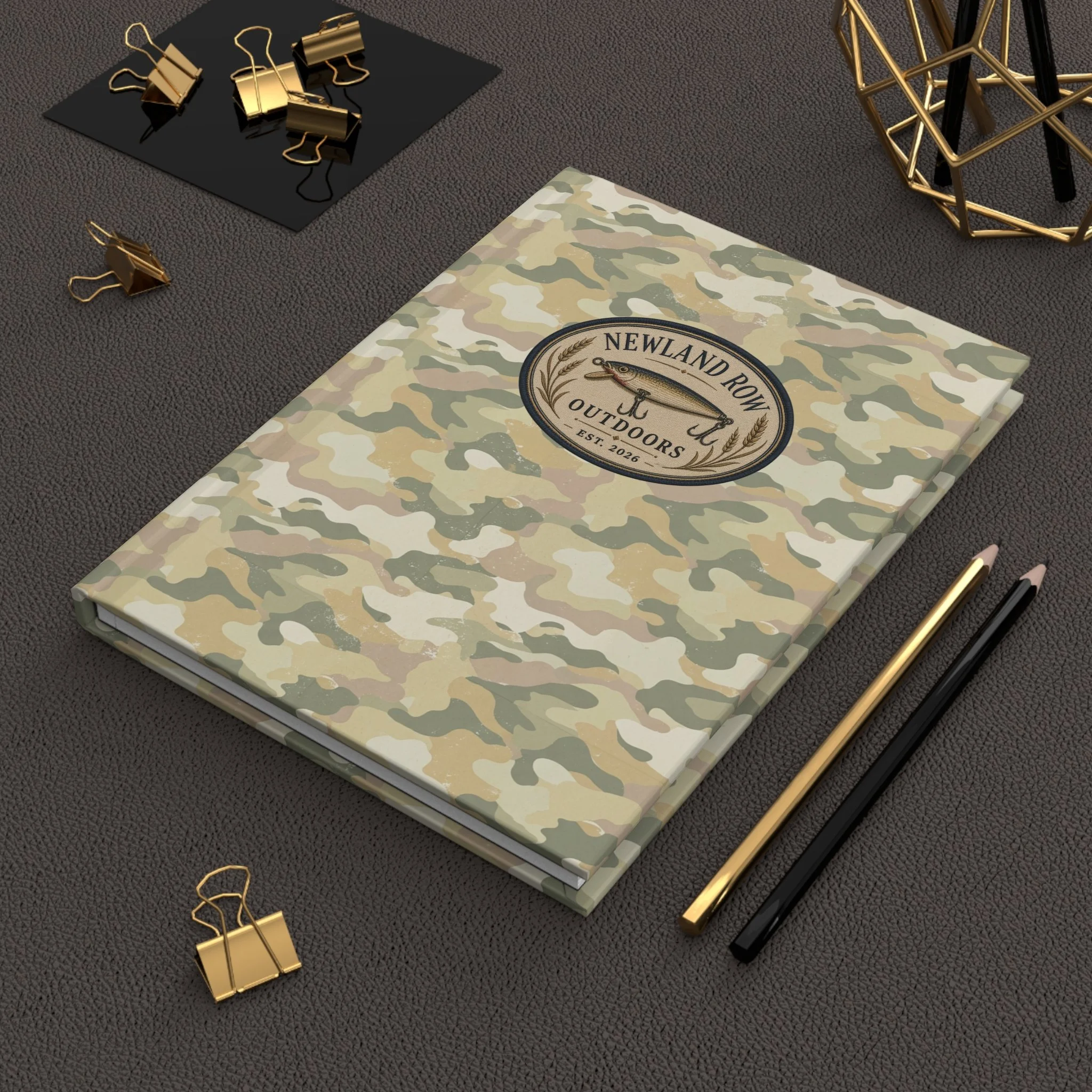 Fishing Lure and Camo  Hardcover Notebook