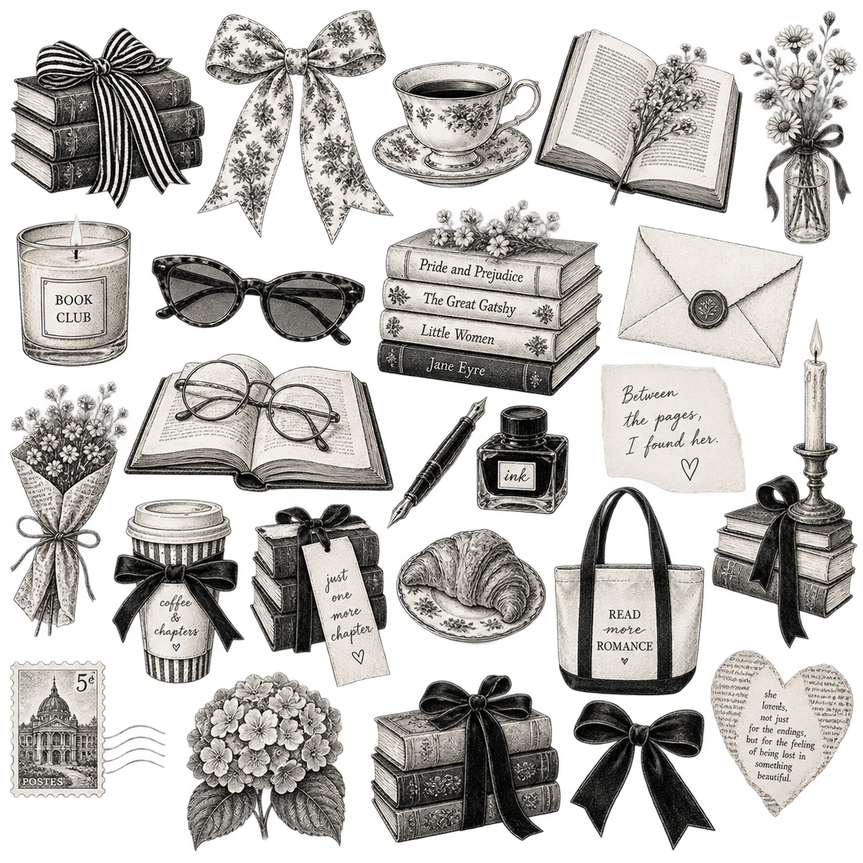 Black and White Stationery Clip Art