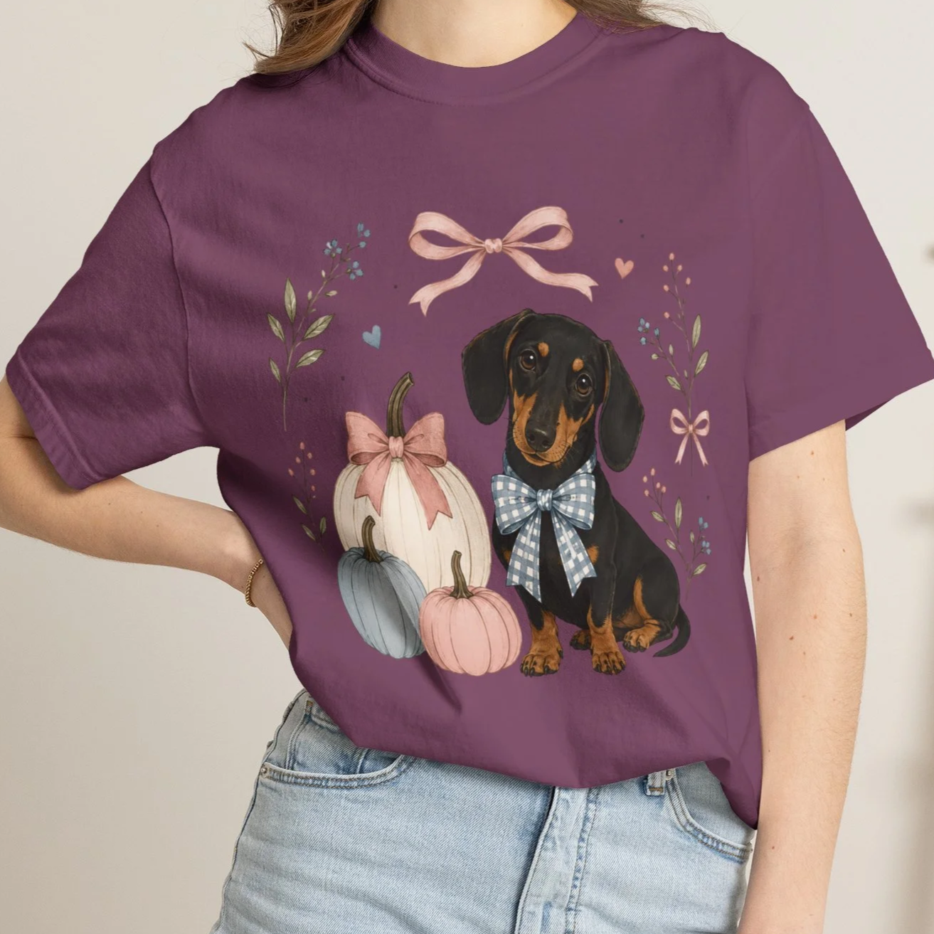 Dachshund with Pumpkins T-Shirt | Dachshund Shirt| Gift for Dog Mom