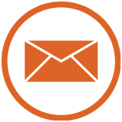 Icon of an envelope inside an orange circle.