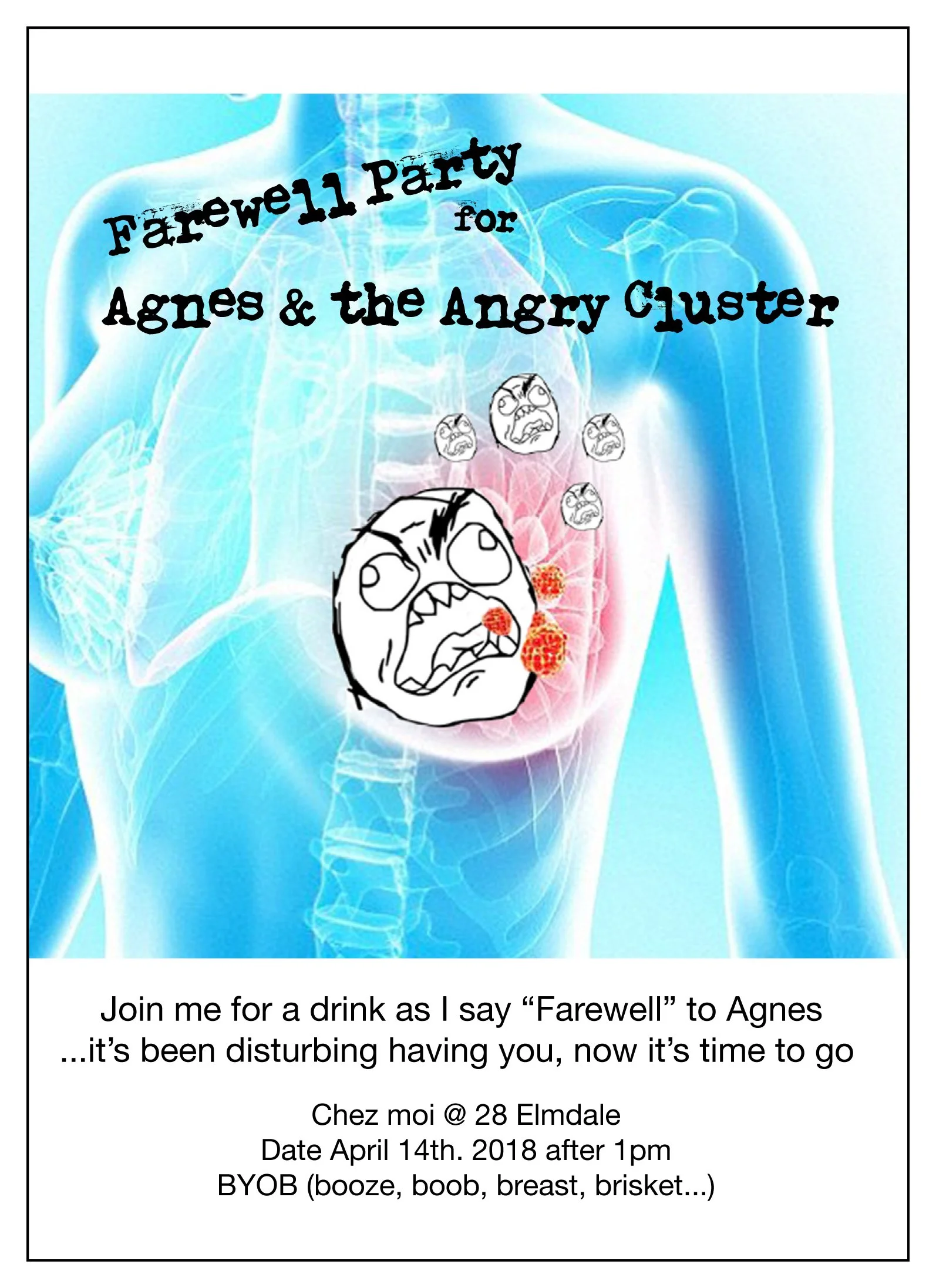 INVITE for my Cancer party in 2018. A definite nod to my favourite film/musical Hegwig & the Angry Inch