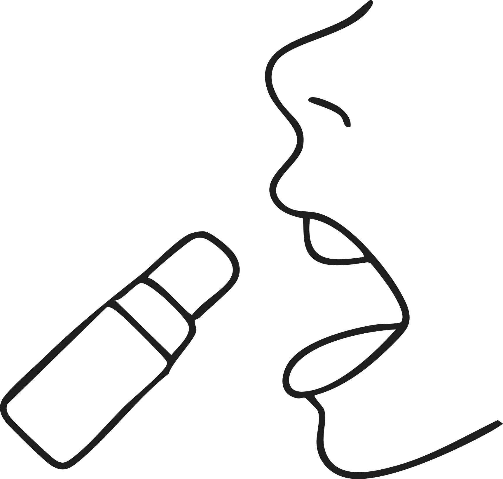 Illustration of O-Spray prickless oral spray device in everyday use