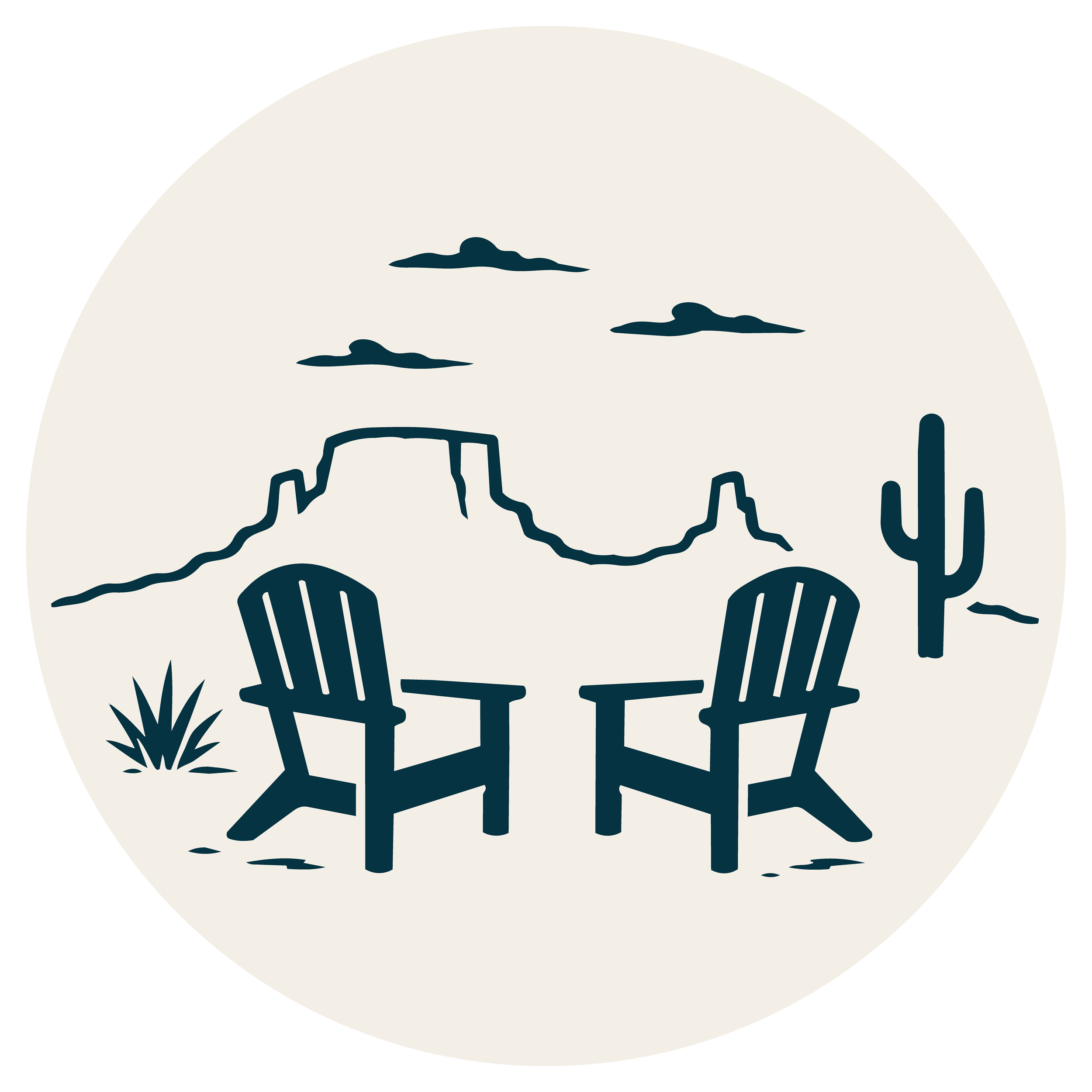 Two chairs facing one another in an Arizona desert, symbolizing a supportive counseling conversation.