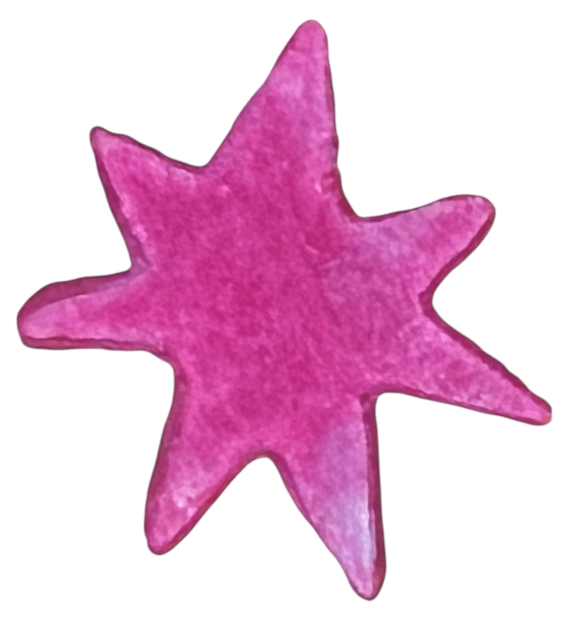 Pink star shape. This design is a digital copy of a hand-carved linocut stamp.