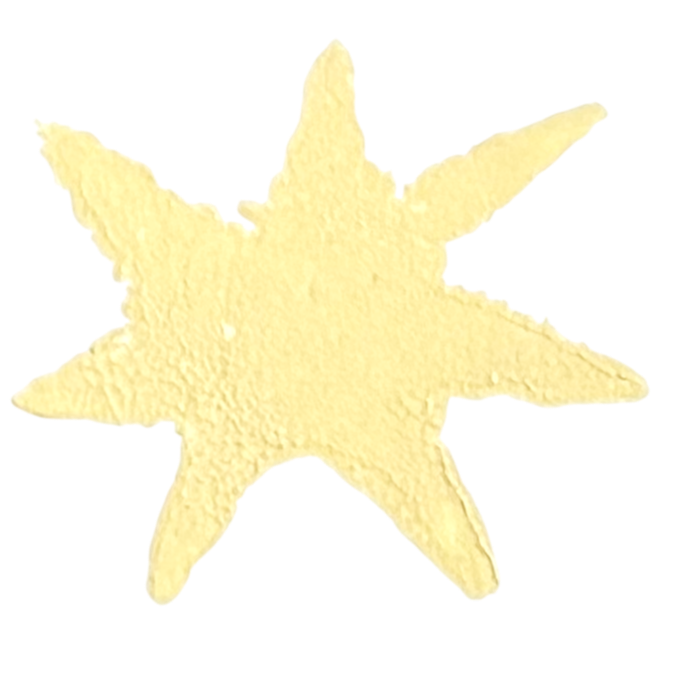 Yellow star shape. This design is a digital copy of a hand-carved linocut stamp.