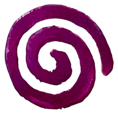 Pink spiral-shape. This design is a digital copy of a hand-carved linocut stamp.