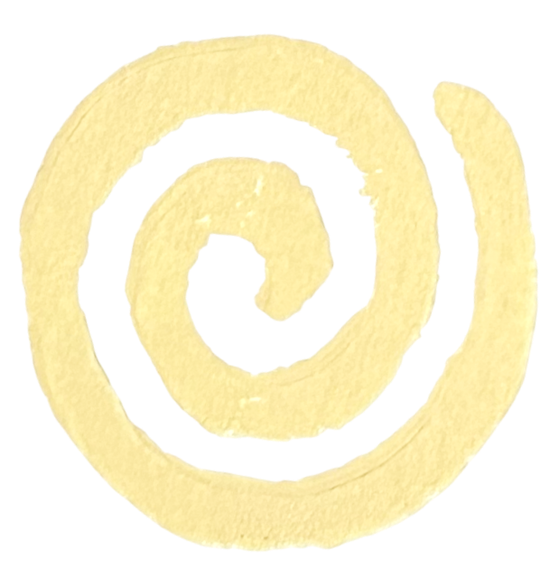 Yellow spiral-shape. This design is a digital copy of a hand-carved linocut stamp.