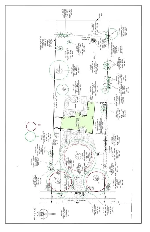 tree overlay plan showing trees along with other plan elements