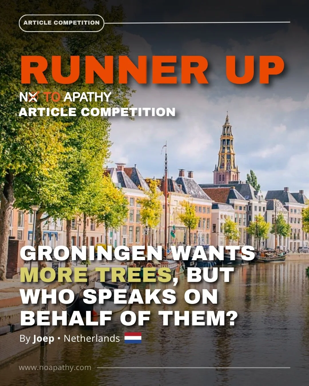 Groningen wants more trees, but who gets to speak for them?  Joep, our Article Competition runner-up, explores representation, equity and who really shapes greener cities. 

🔗 Read the full article via the link in bio. 

#NoToApathy #Groningen #Urba