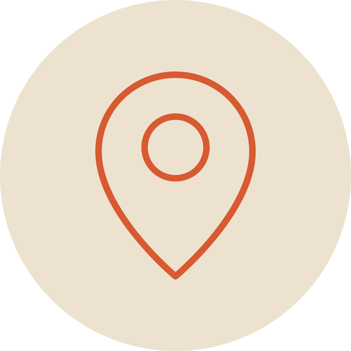 Map pin icon on a circular background.