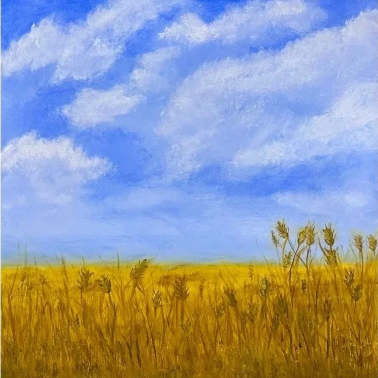 art room on 2nd gallery, artist Helen Stuart, Bassano, Alberta, mixed media artwork, landscape paintings