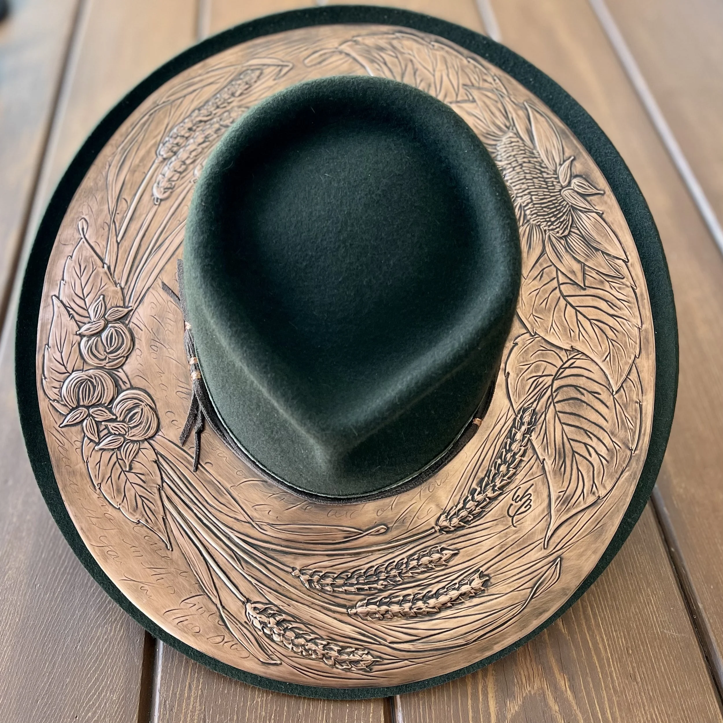 erin stelmaschuk biegel, fine art, copper art, western art, custom, cowboy hat