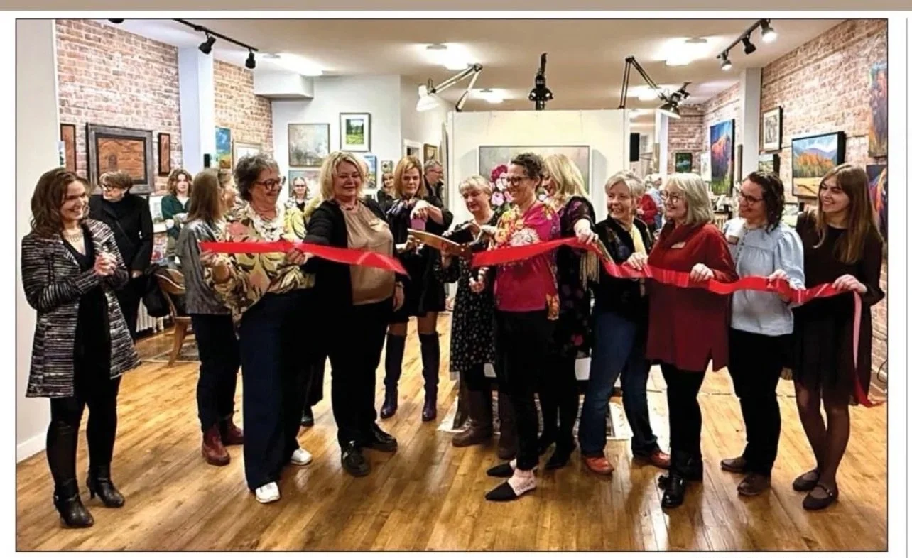 art room on 2nd gallery, opening night celebration, ribbon cutting with artists, gallery event