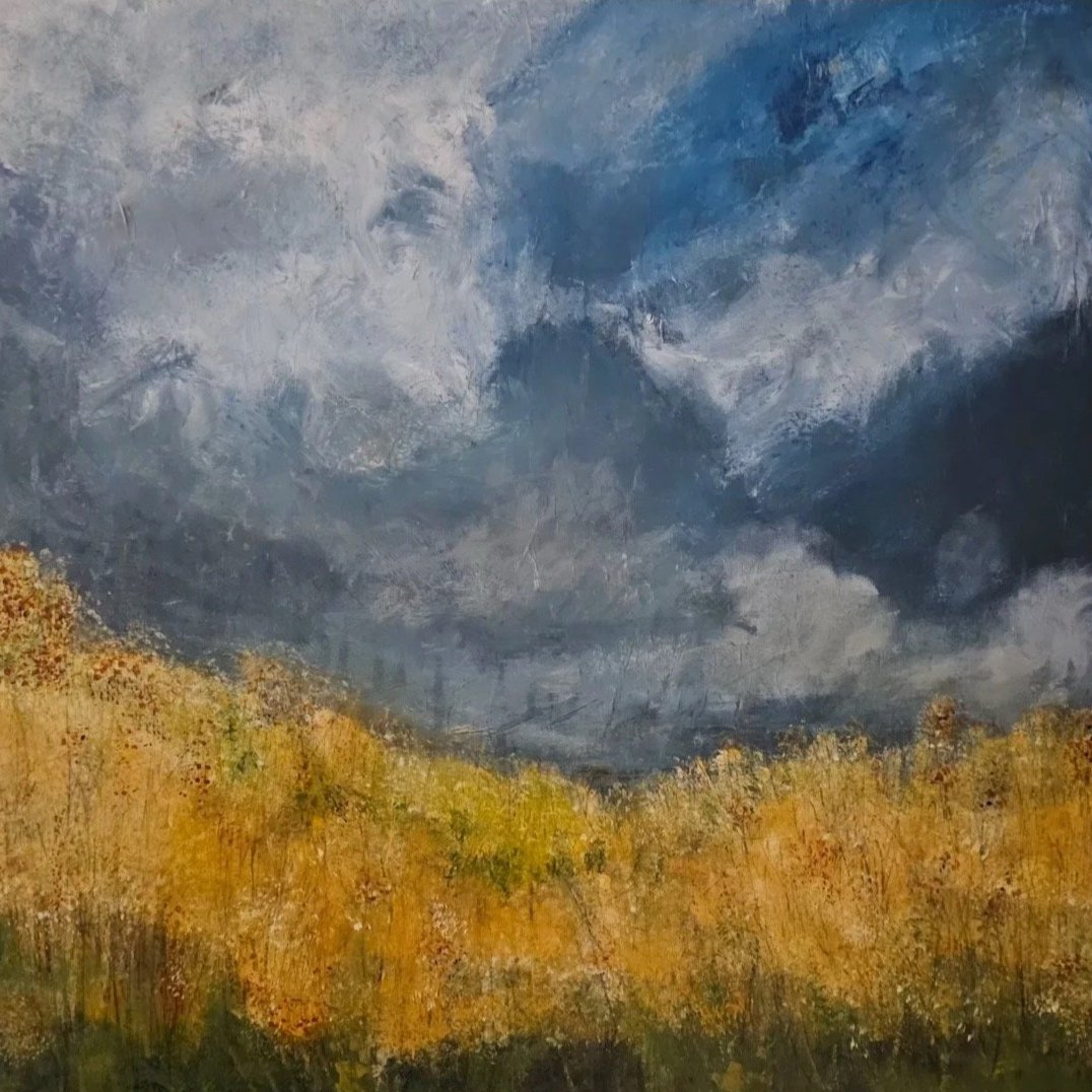 art room on 2nd gallery, artist Helen Stuart, Bassano, Alberta, mixed media artwork, landscape paintings