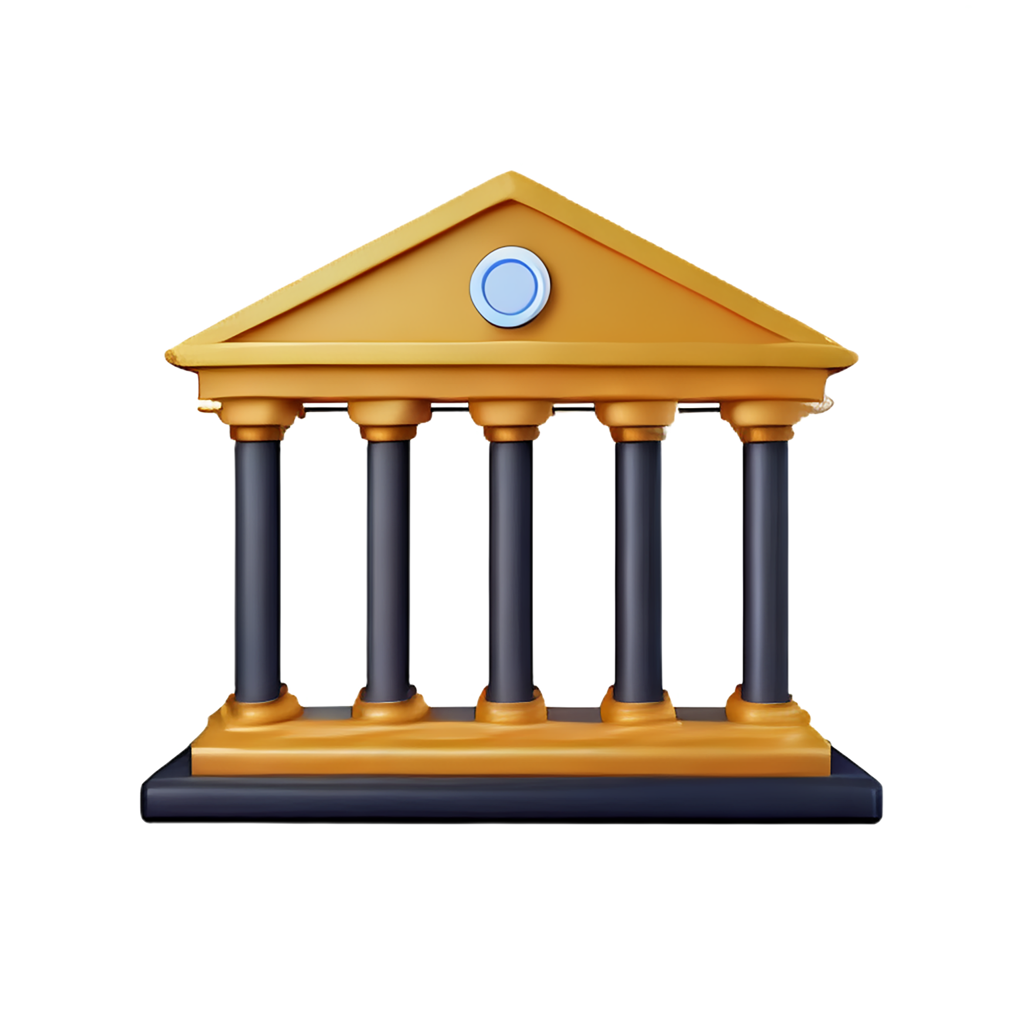 Representation of a government or judicial building with classical columns and a triangular pediment.