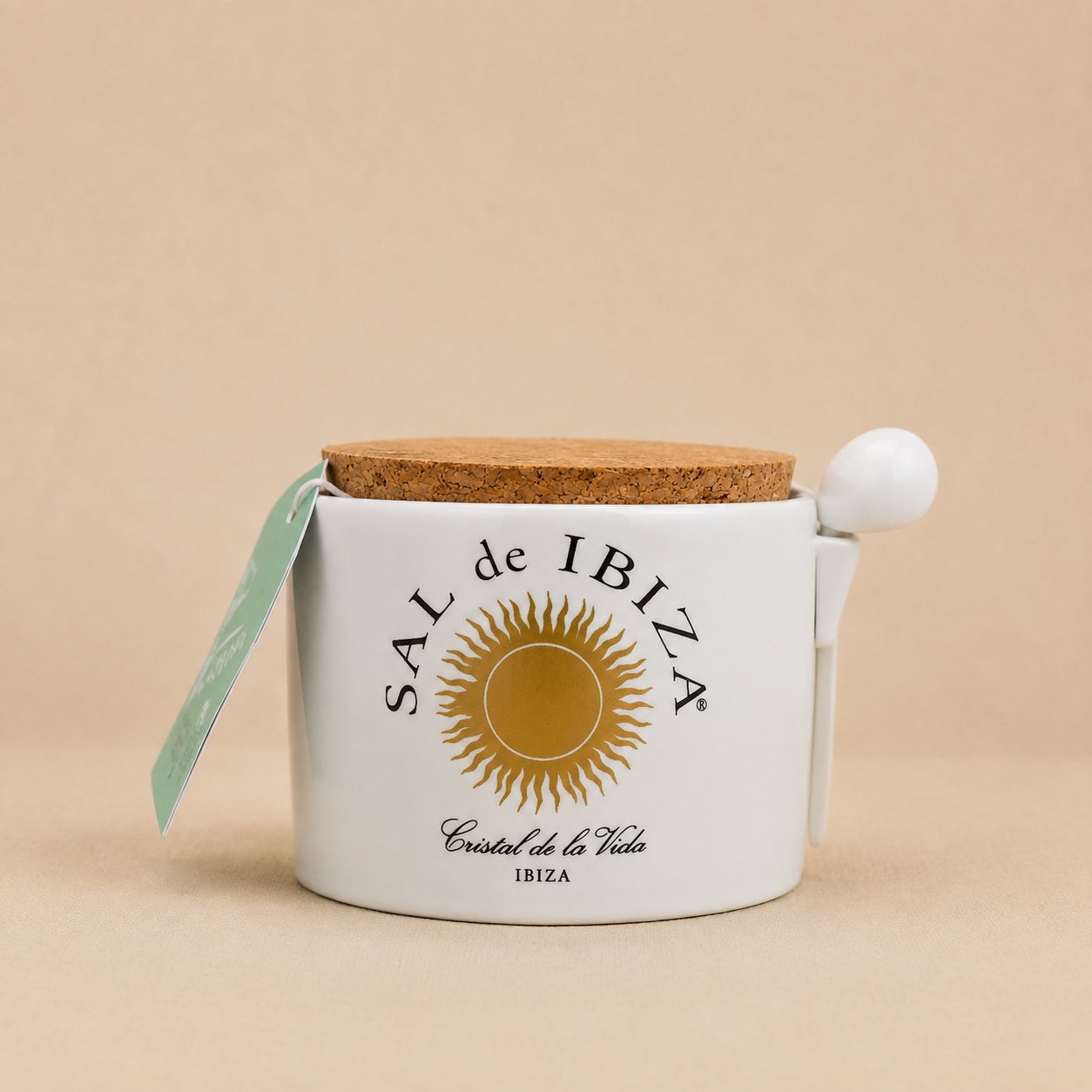 SAL de IBIZA Sea Salt Ceramic Fleur de Sel with Ibicencan Herbs Jar With Spoon - 5.36 oz