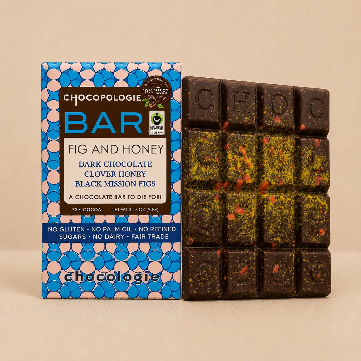 Chocopologie Bar Fig and Honey Dark Chocolate - 3.2 oz