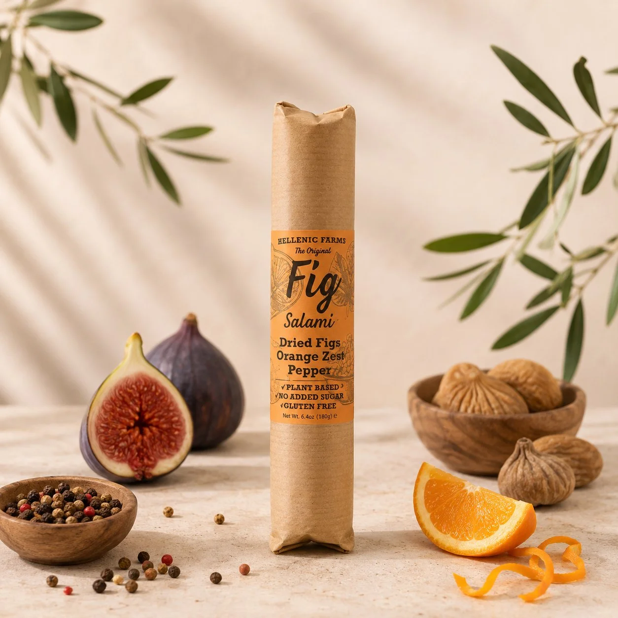 Hellenic Farms Fig Salami Orange Zest and Pepper - 6.4 oz