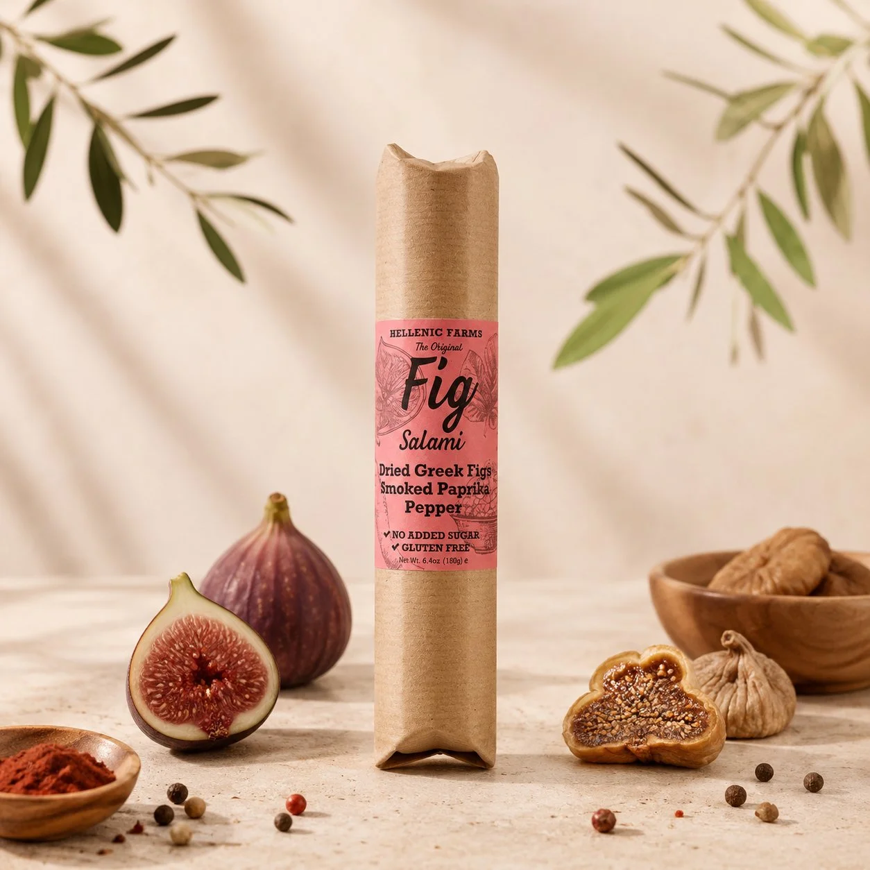 Hellenic Farms Fig Salami Smoked Paprika Pepper - 6.4 oz