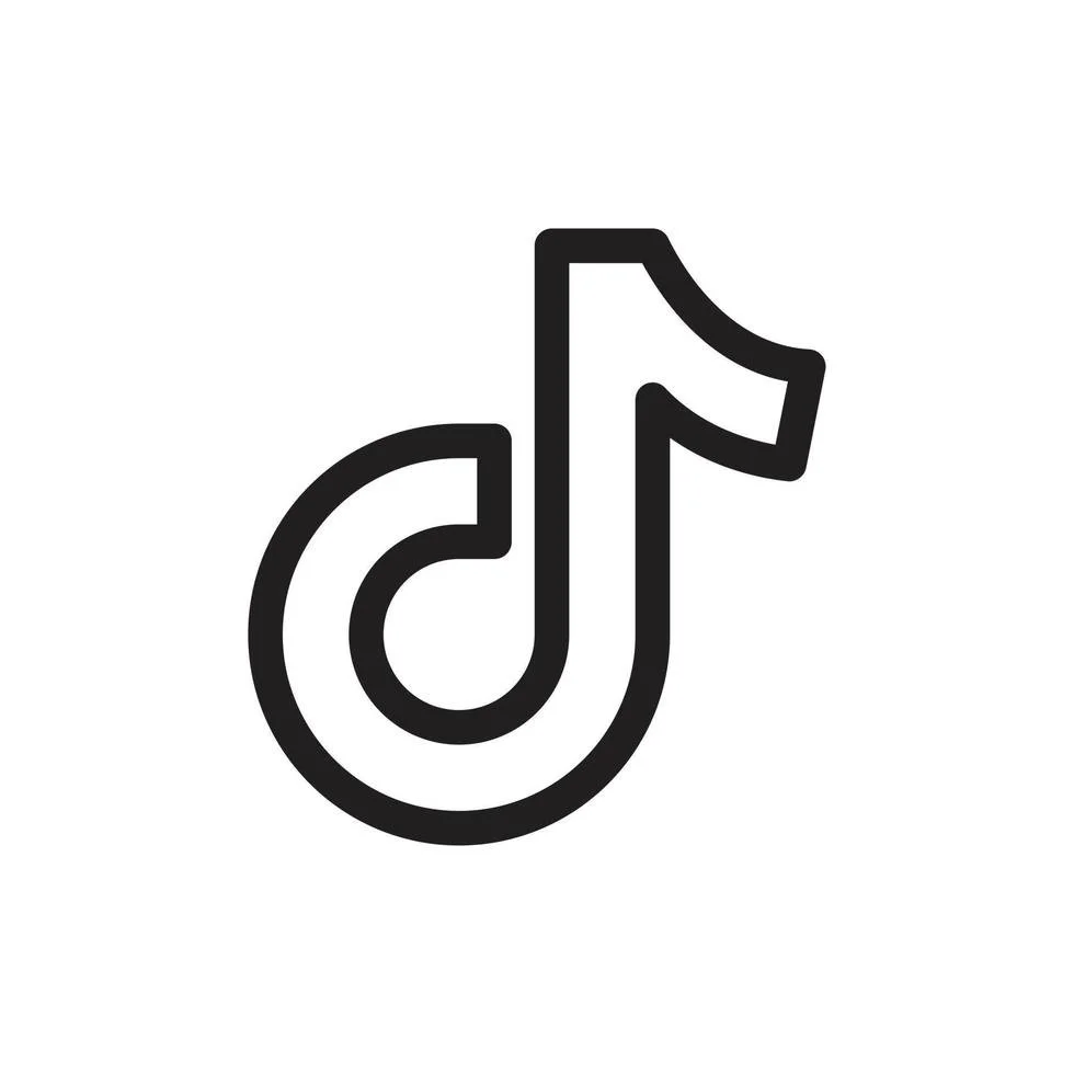 Line drawing of the TikTok logo with a music note and a stylized musical element.